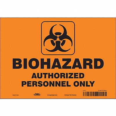 CONDOR 447V92 Safety Sign 7 inx10 in Vinyl