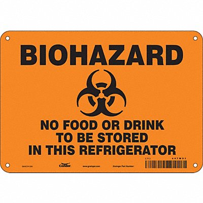 CONDOR 447W01 Biohazard Sign 7 in x 10 in Aluminum