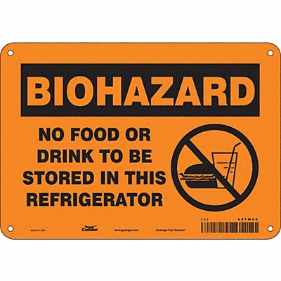 CONDOR 447W09 Safety Sign 7 in x 10 in Polyethylene