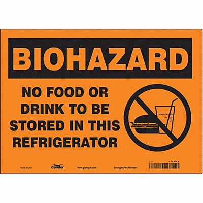 CONDOR 447W12 Safety Sign 10 inx14 in Vinyl