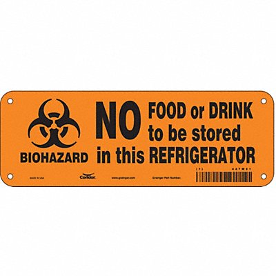 CONDOR 447W21 Safety Sign 3.5x10in Polyethylene