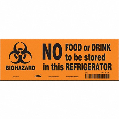 CONDOR 447W22 Safety Sign 3 1/2 in x 10 in Vinyl