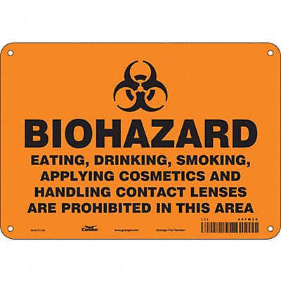 CONDOR 447W25 Safety Sign 7 inx10 in Polyethylene