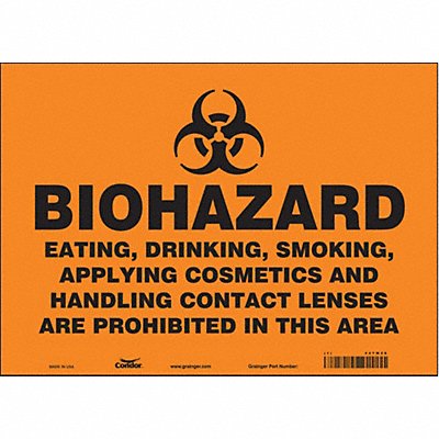 CONDOR 447W28 Safety Sign 10 inx14 in Vinyl