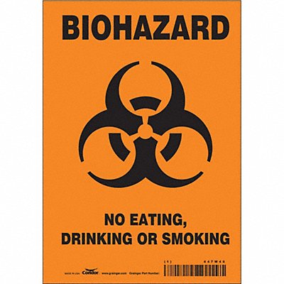 CONDOR 447W40 Safety Sign 10 in x 7 in Vinyl