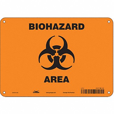 CONDOR 447W42 Biohazard Sign 7 in x 10 in Aluminum