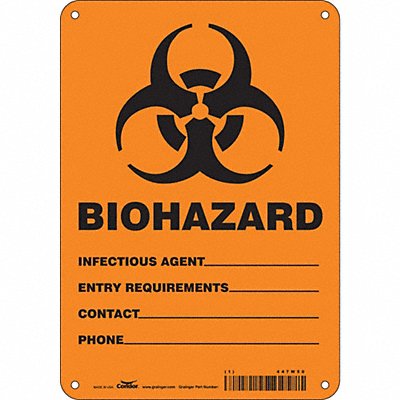 CONDOR 447W50 Safety Sign 10 inx7 in Polyethylene