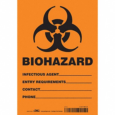 CONDOR 447W52 Safety Sign 10 inx7 in Vinyl