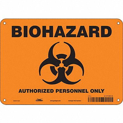 CONDOR 447W60 Biohazard Sign 7 in x 10 in Aluminum