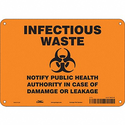 CONDOR 447W69 Safety Sign 7 in x 10 in Polyethylene