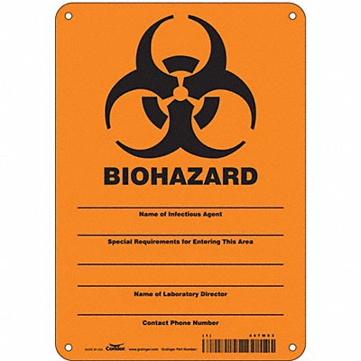 CONDOR 447W83 Safety Sign 10 in x 7 in Aluminum