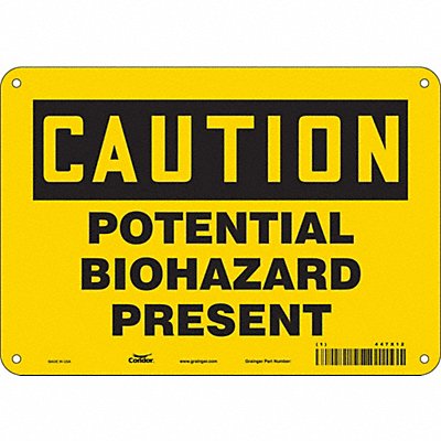 CONDOR 447X12 Biohazard Sign 7 in x 10 in Aluminum