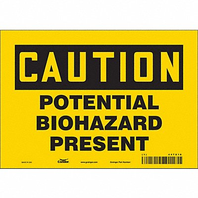 CONDOR 447X16 Safety Sign 7 inx10 in Vinyl