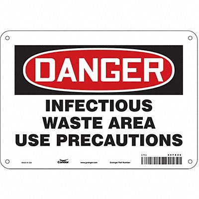 CONDOR 447X26 Safety Sign 7 in x 10 in Polyethylene