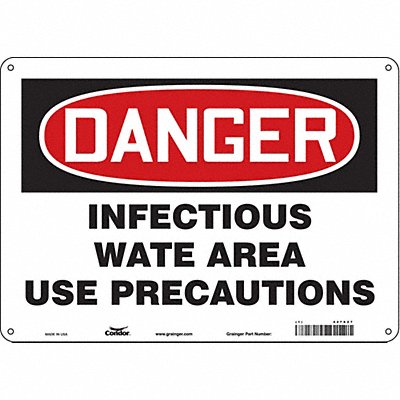 CONDOR 447X27 Safety Sign 10 in x 14 in Polyethylene