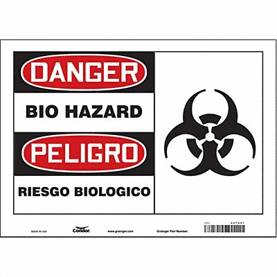CONDOR 447X41 Safety Sign 10 in x 14 in Vinyl