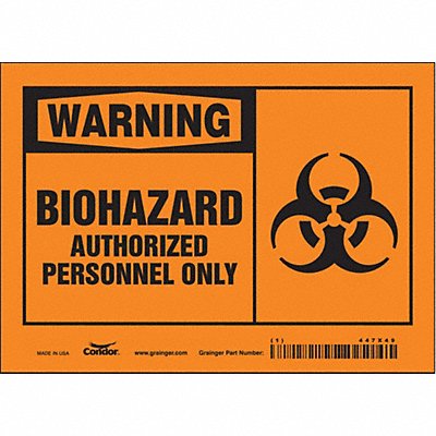 CONDOR 447X49 Safety Sign 5 inx7 in Vinyl