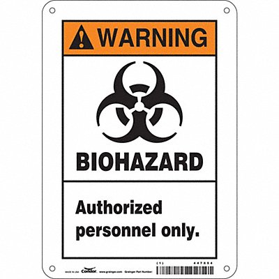CONDOR 447X54 Safety Sign 10 inx7 in Polyethylene