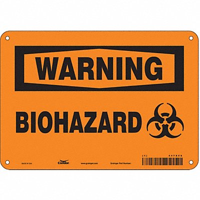 CONDOR 447X58 Biohazard Sign 7 in x 10 in Aluminum