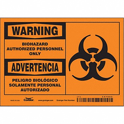 CONDOR 447X82 Safety Sign 5 inx7 in Vinyl