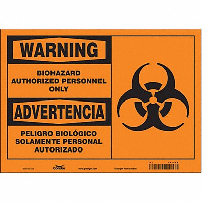 CONDOR 447X84 Safety Sign 10 in x 14 in Vinyl
