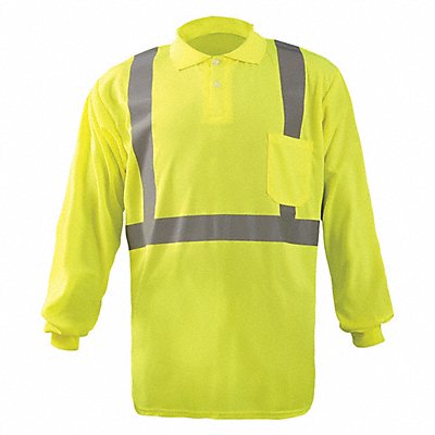 OCCUNOMIX LUXLSPP2BY5X J6331 Long Sleeve Polo Shirt 5XL ANSI Class 2