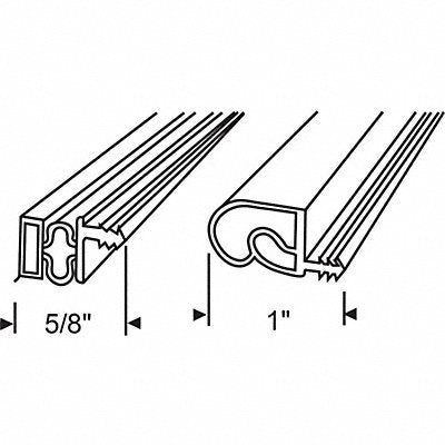 GRAINGER 9009000SBZ25 Door Weather Strip 6.8 ft x 1-1/4 W