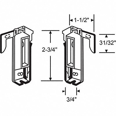 GRAINGER 3118A Door Floor Guide Nylon/Steel 2-3/4 L