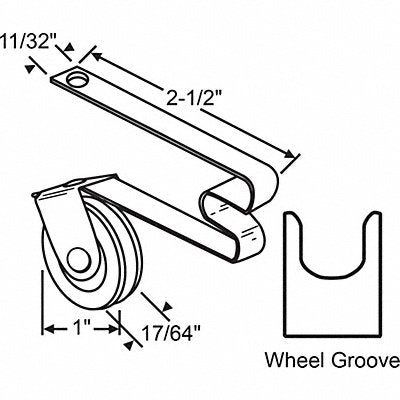 GRAINGER 10314 Roller Assembly 2-1/2 L x 13/32 W
