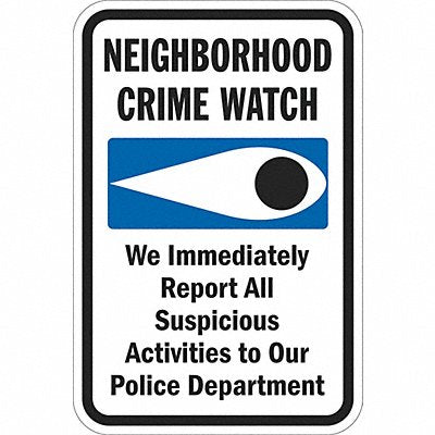 LYLE T11075DG12x18 Reflective Crime Watch Sign 18x12in Alum