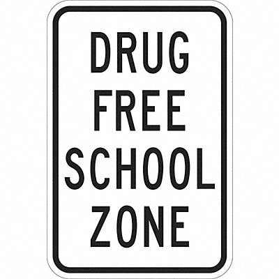 LYLE T11117EG12x18 Reflective Drug Free Sign 18x12in Alumin