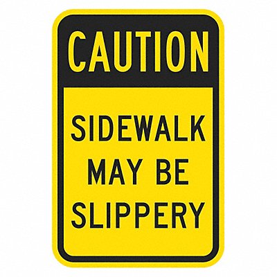 LYLE T11366EG12x18 Reflective Slippery Caut Sign 18x12in Alum