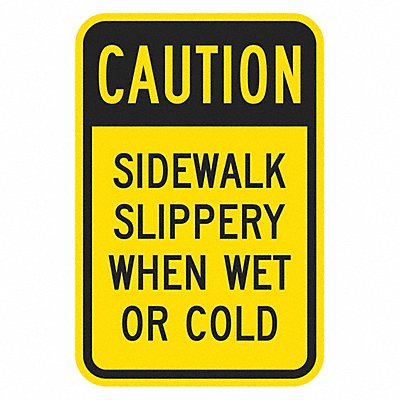 LYLE T11367HI12x18 Reflective Slippery Caut Sign 18x12in Alum