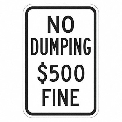 LYLE T11705EG12x18 Reflective No Dumping Sign 18x12in Alum