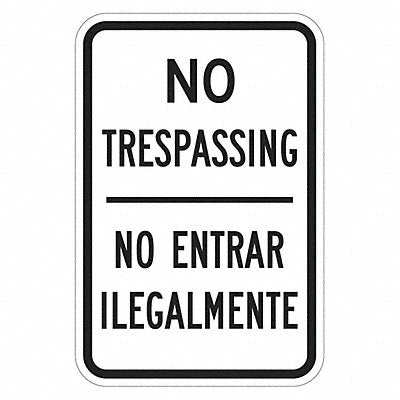 LYLE T13095HI12x18 Reflective No Trespassing Sign 18x12in Alum