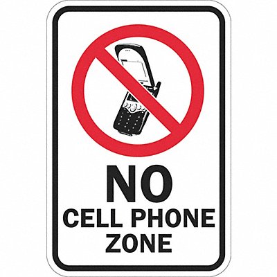 LYLE T11241EG12x18 Reflective No Phone Sign 18x12in Alumin
