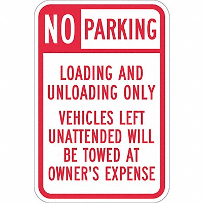 LYLE T11101DG12x18 Loading Zone No Parking Sign 18 x 12