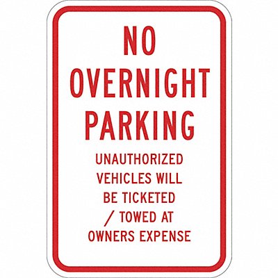 LYLE T11154DG12x18 No Overnight Parking Sign 18 x 12