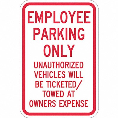 LYLE T11180DG12x18 Employee Parking Sign 18 x 12