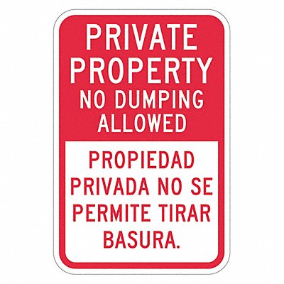 LYLE T11744DG12x18 Reflective No Dumping Prvt Prop Sign 18x12in
