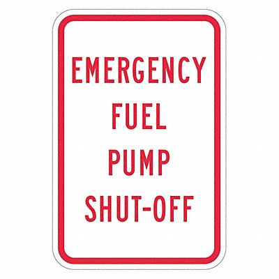 LYLE T11798EG12x18 Reflective Fuel Shut Off Sign 18x12in Alum