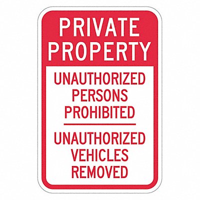 LYLE T14072HI12x18 Reflective No Trespassing Sign 18x12in Alum