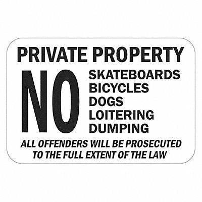 LYLE T11749HI18x12 Reflective No Skateboards Sign 12x18in Alum