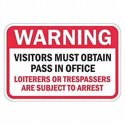 LYLE T11452EG18x12 Rflct Visitors Warning Sign 12x18in Alum