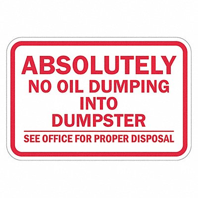 LYLE T11675DG18x12 Reflective No Dumping Sign 12x18in Alum