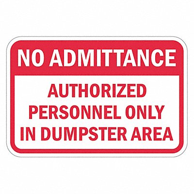 LYLE T11697DG18x12 Reflective No Admittance Sign 12x18in Alum