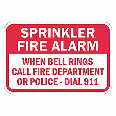 LYLE T11846EG18x12 Reflective Fire Alarm Sprinkler Sign 12x18in
