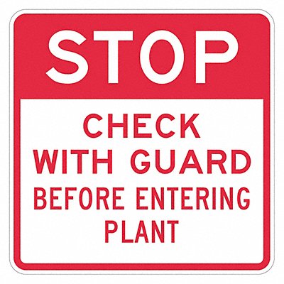 LYLE T11932DG18x18 Reflective Visitors Stop Sign 18x18in Alum