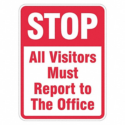 LYLE T15062EG18x24 Reflective Visitors Stop Sign 24x18in Alum