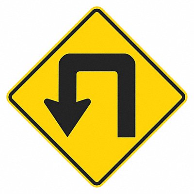 LYLE T15497EG24x24 Double Turn Traffic Sign 24 x 24